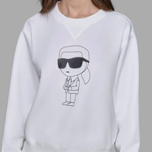 Karl Lagerfeld White Graphic Crew Neck Sweater